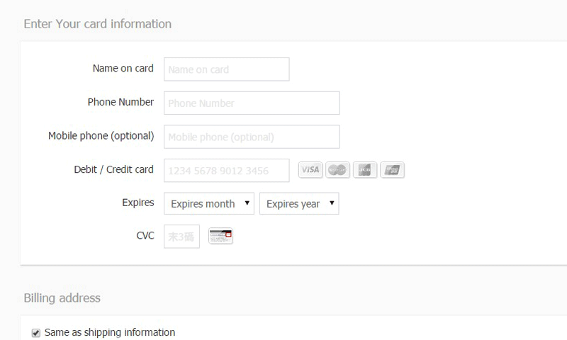 Enter card info